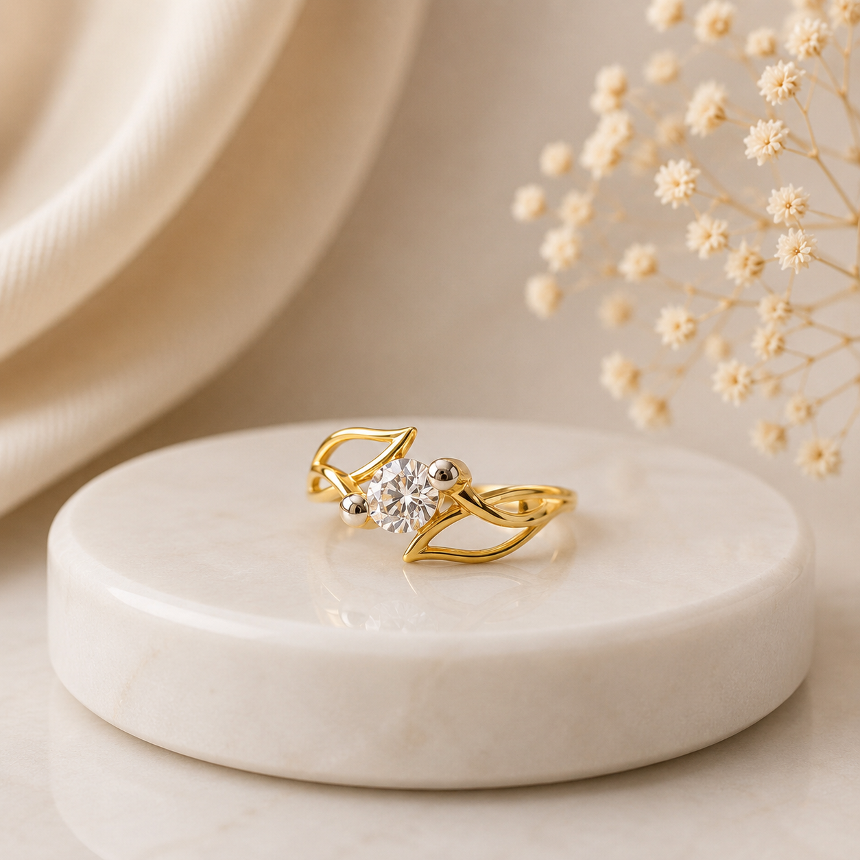 Golden Crystal Leaf Ring 💍