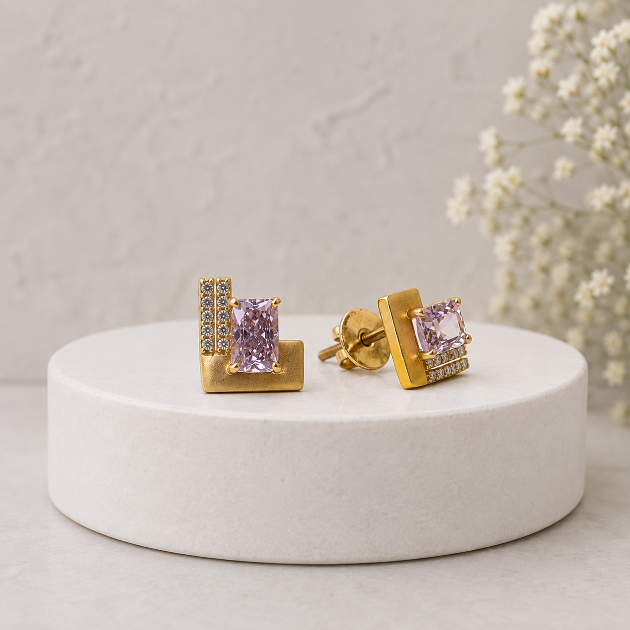 💜 Golden Amethyst Luxe Studs