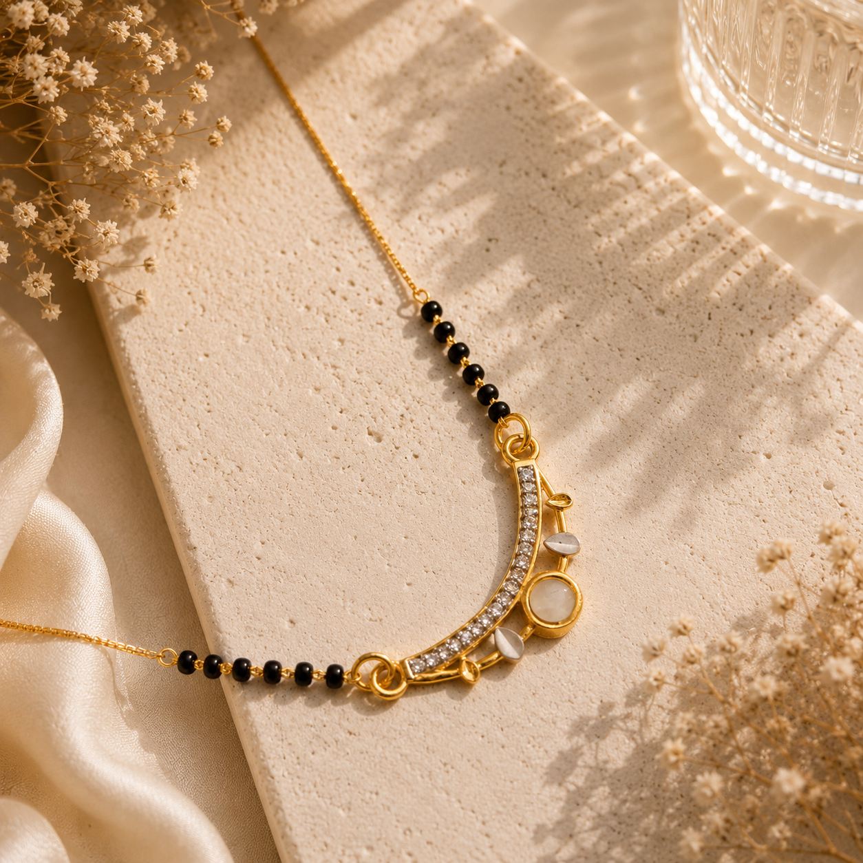 ✨ Golden Black Bead Elegance chain