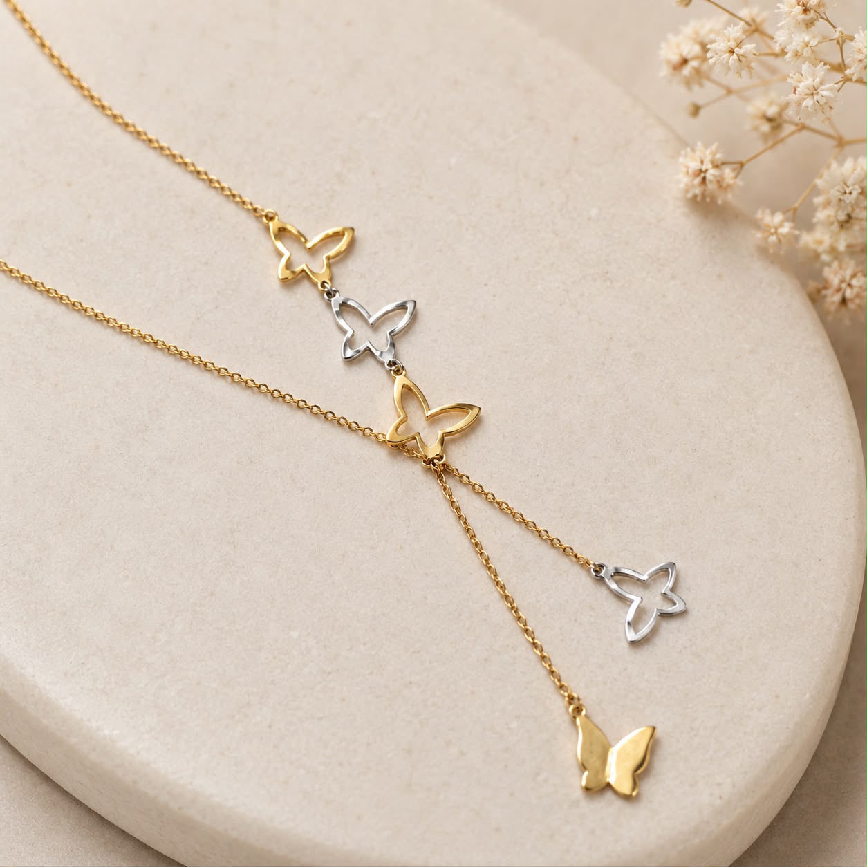 🦋 Golden Butterfly Charm chain