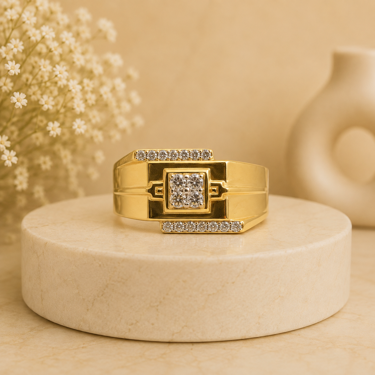 Golden Luxe Crystal Statement Ring 💍