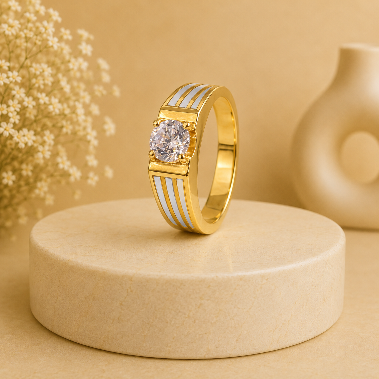 ✨ Golden Diamond Statement Ring