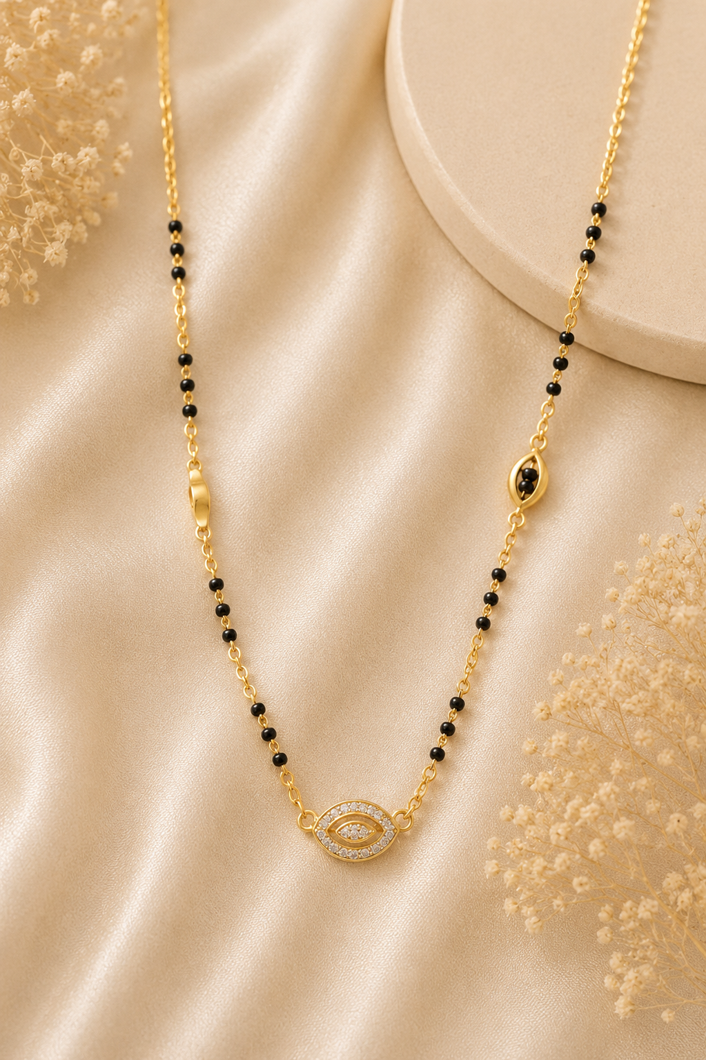 Elegant Gold & Black Beaded Mangalsutra ✨🖤