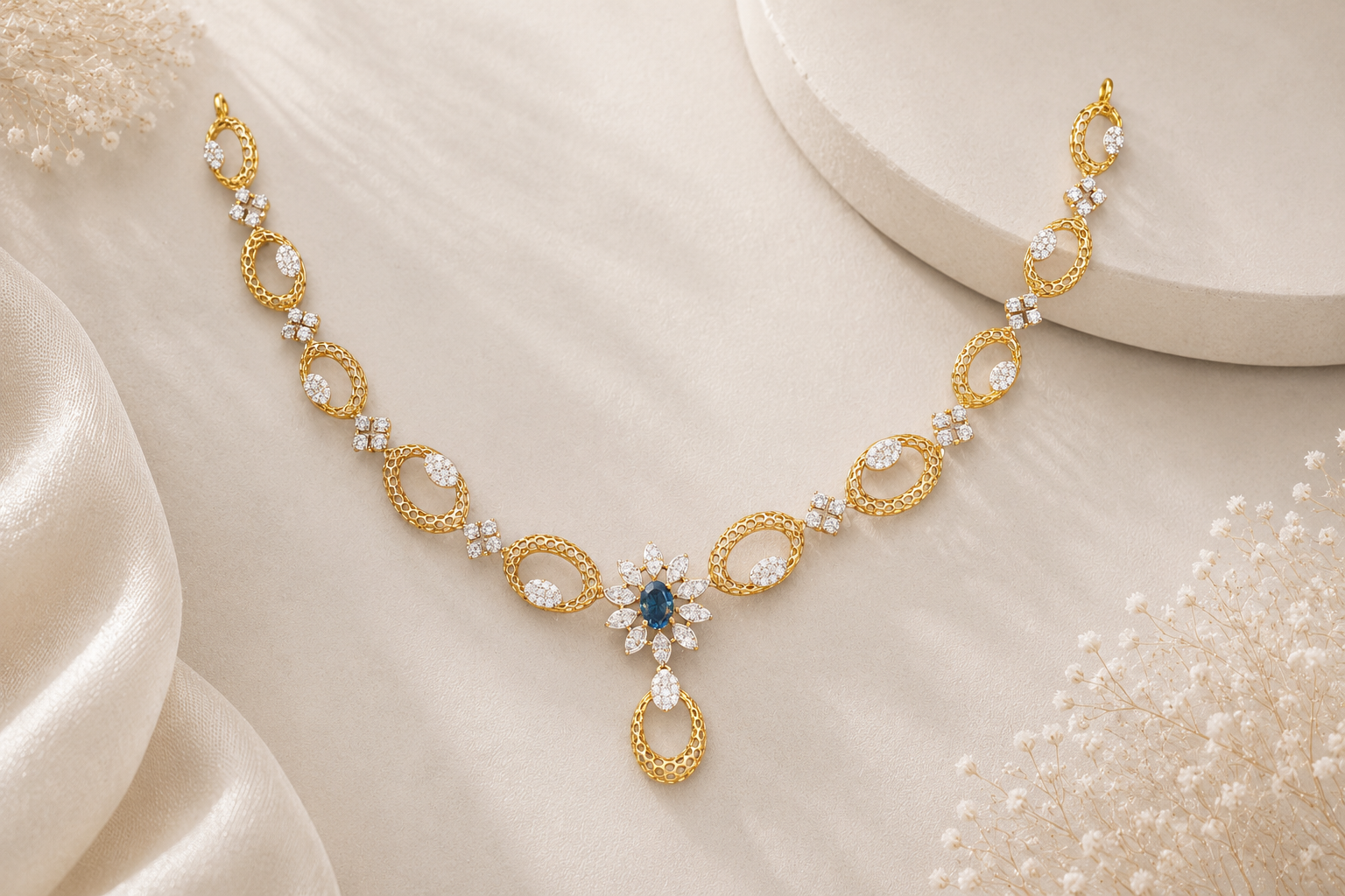 Royal Blue Gemstone Gold Necklace 💙✨
