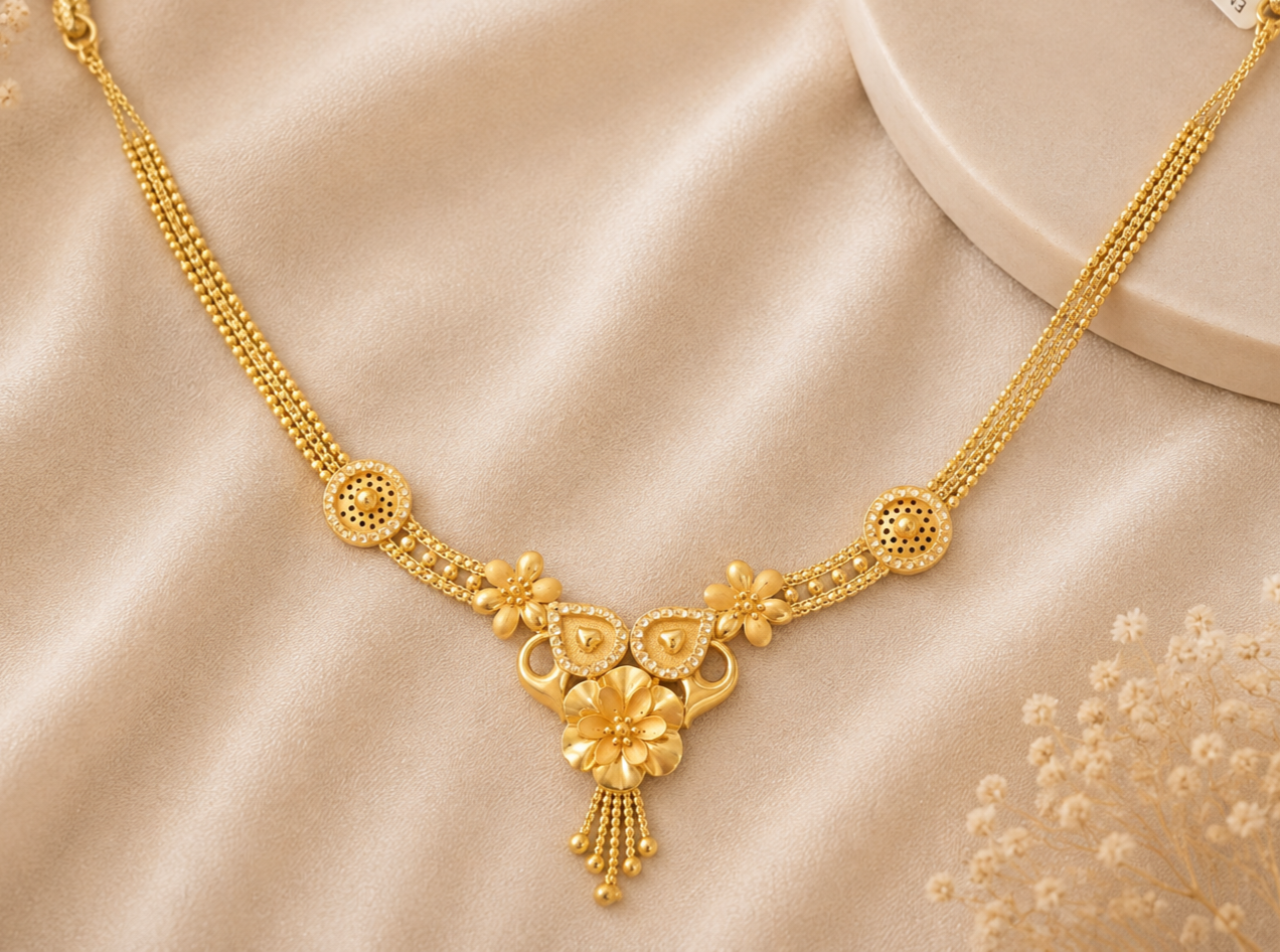 Golden Floral Elegance Necklace 🌸✨