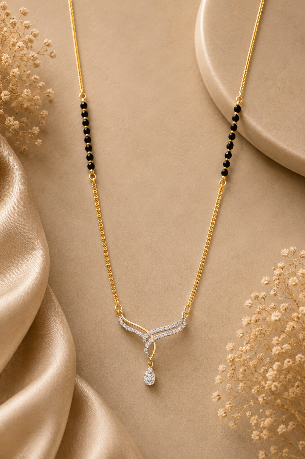 ✨ Elegant Gold & Black Beaded Necklace