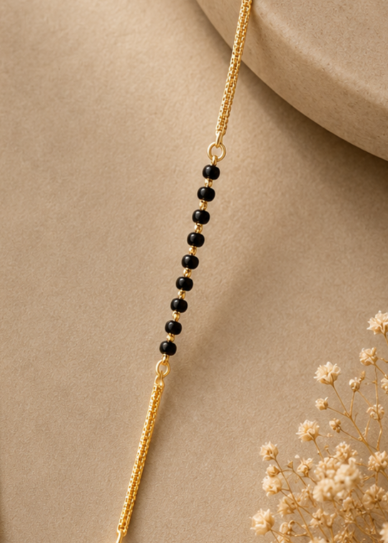 ✨ Elegant Gold & Black Beaded Necklace