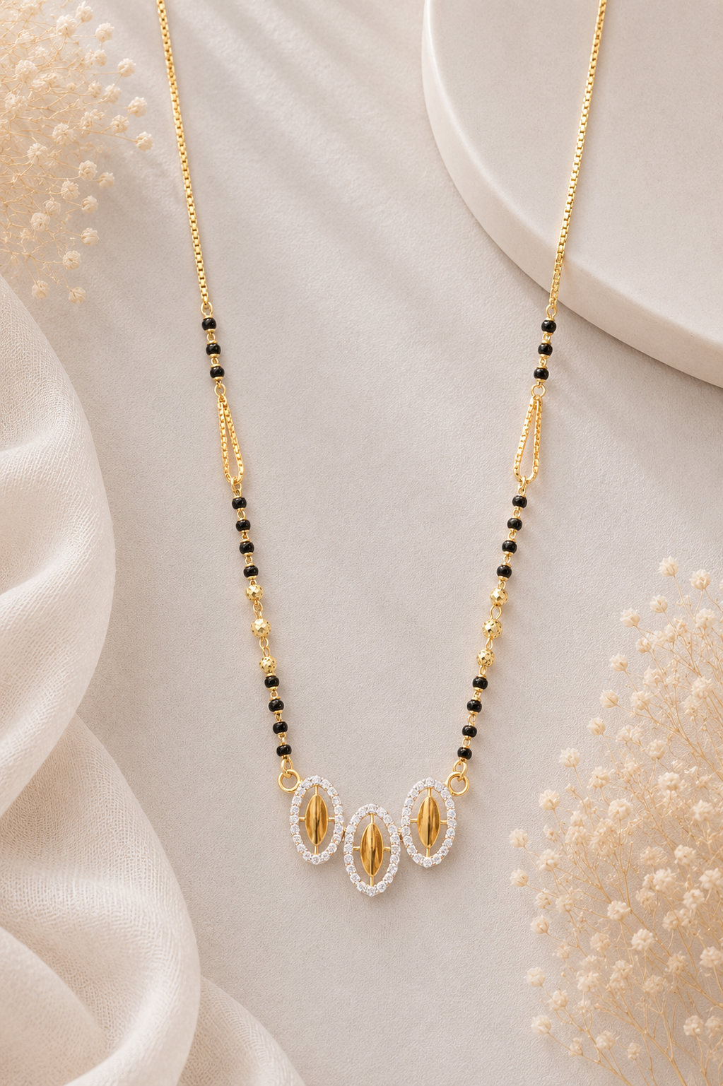 ✨ Elegant Gold & Black Beaded Necklace