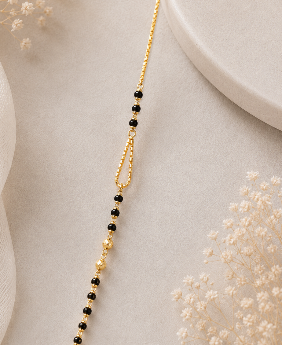 ✨ Elegant Gold & Black Beaded Necklace