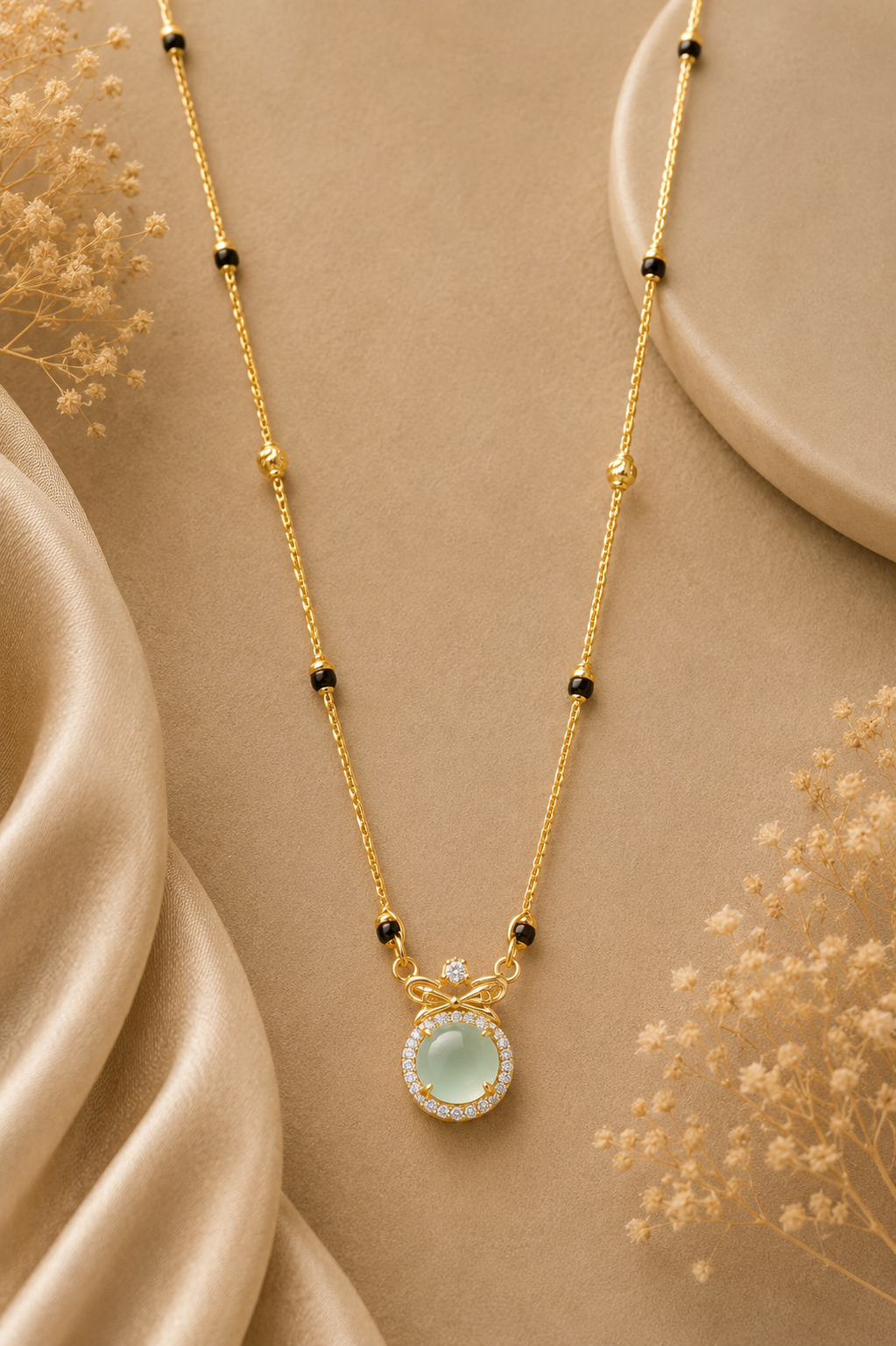 💛 Golden Green Gem Mangalsutra