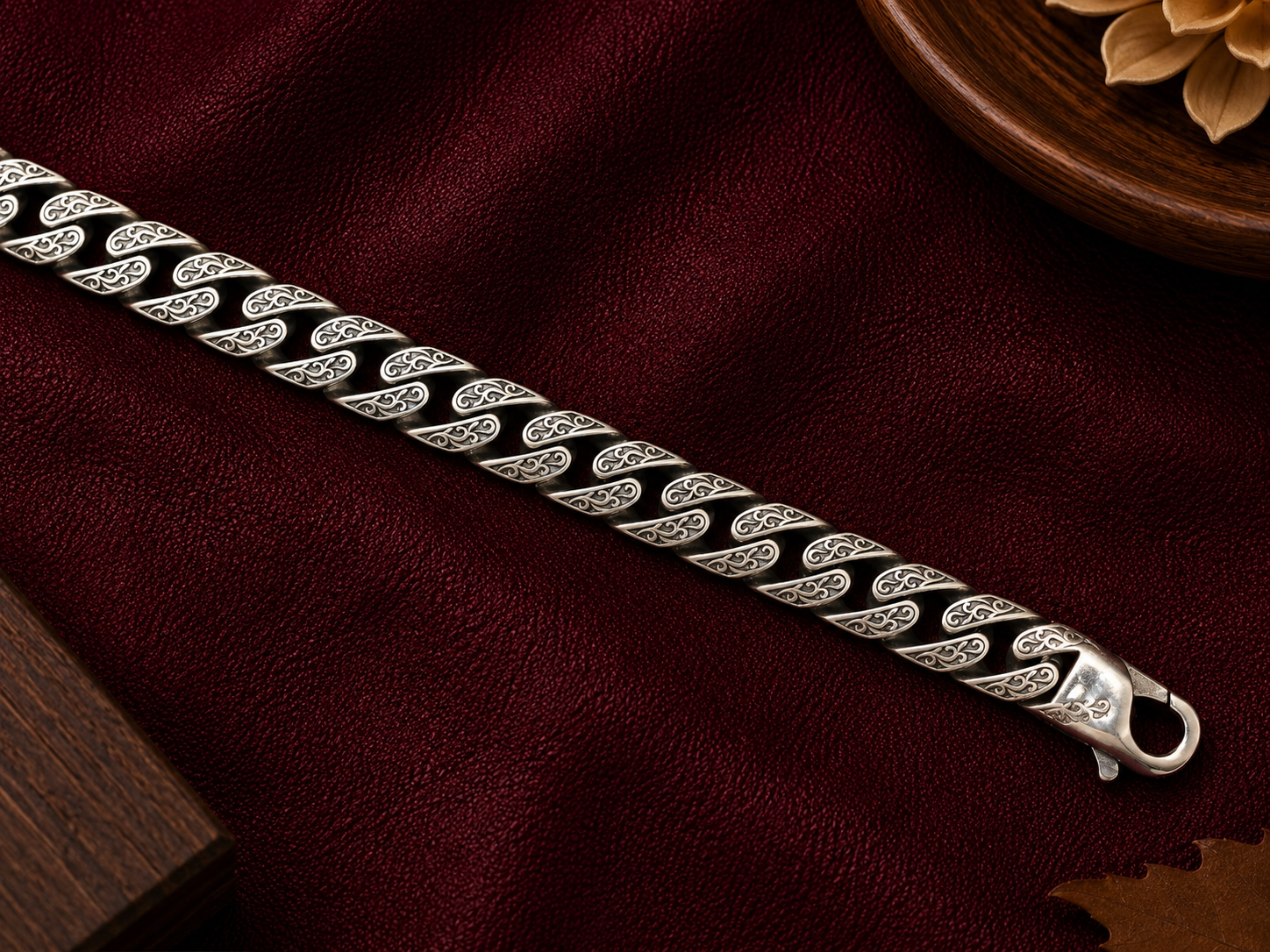 Silver Paisley Link Bracelet