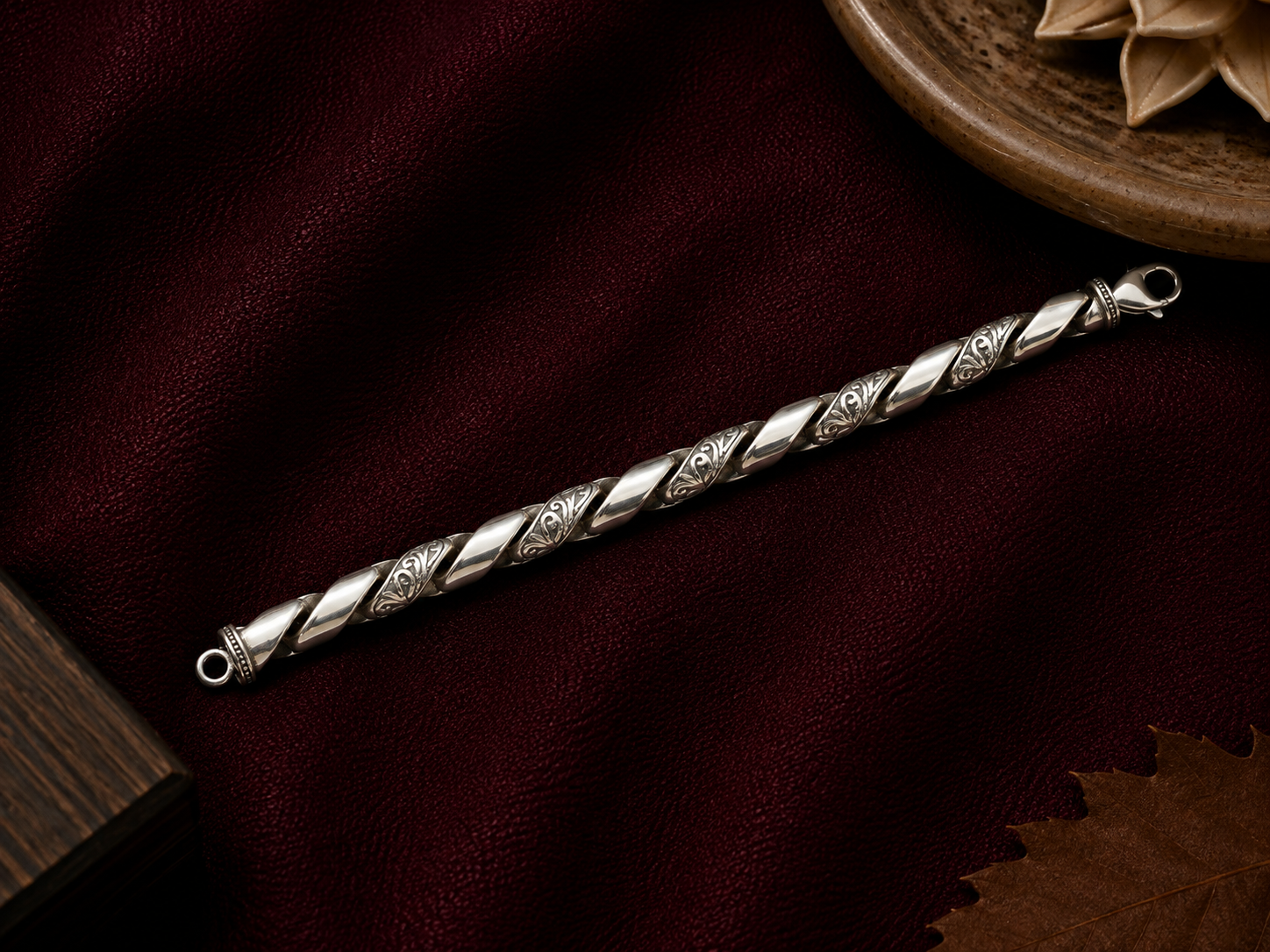 Ornate Silver Twist Bracelet
