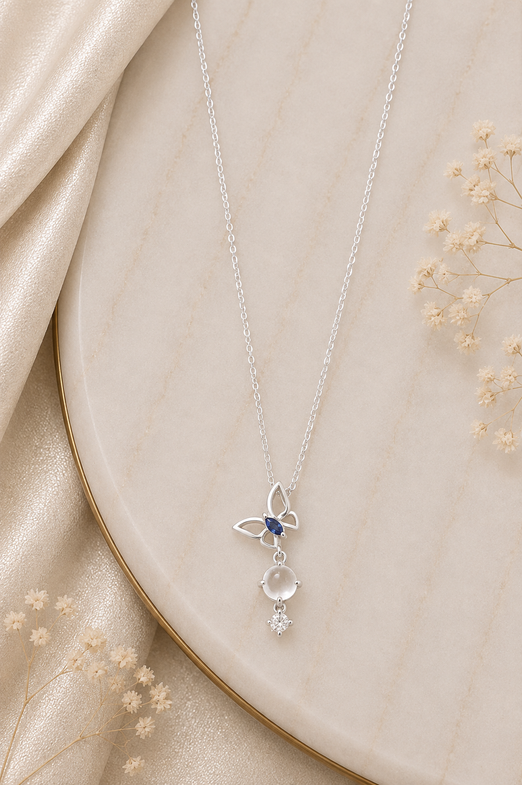 💙 Sapphire Bloom Drop Necklace