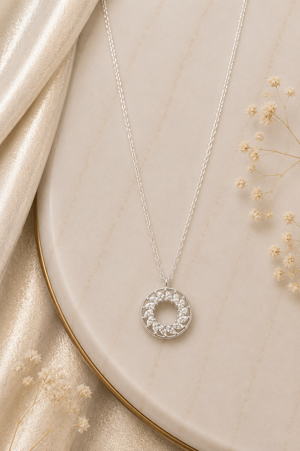 Silver Crystal Bloom Pendant