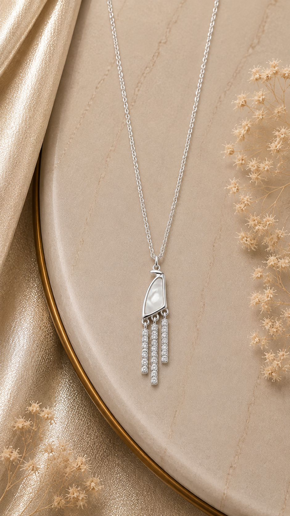 Silver Pearl Tassel chain