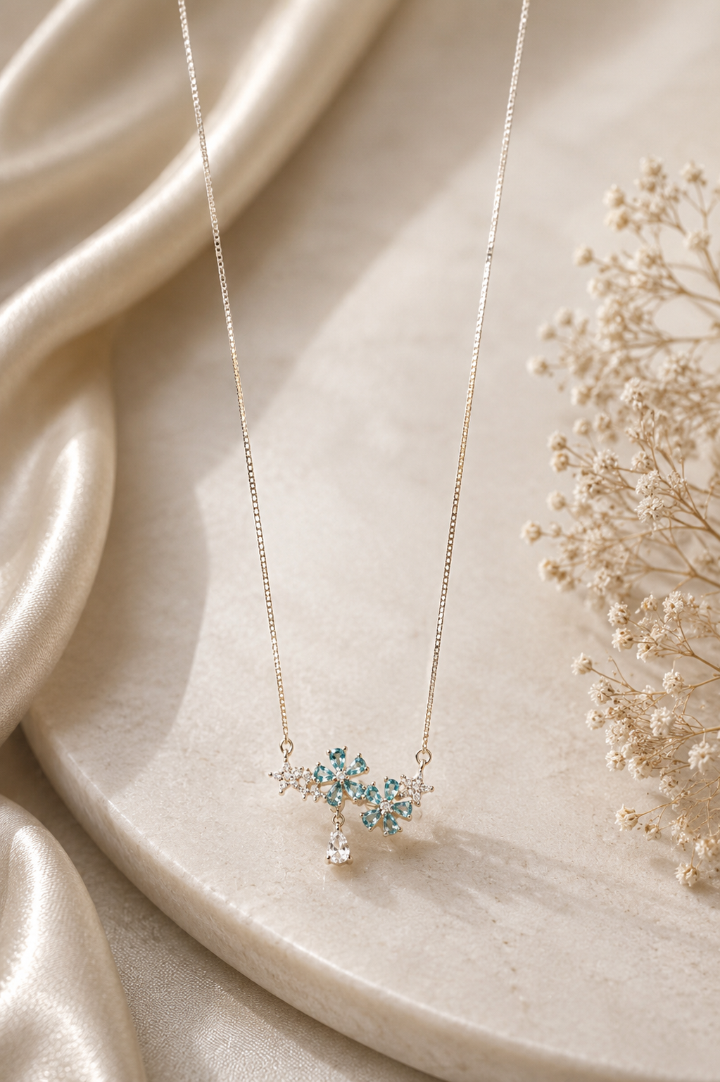 Turquoise Floral Drop chain