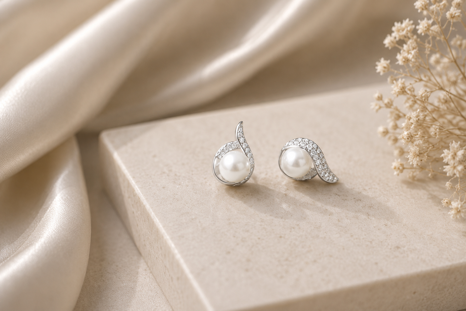 Elegant Pearl Swirl Pendant chain