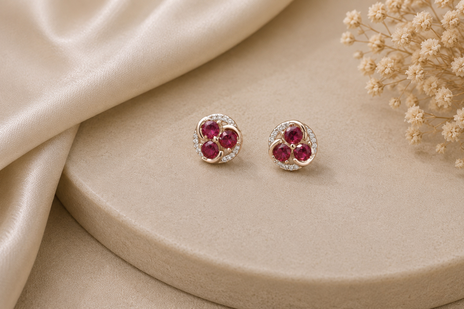 Ruby Trio Floral Jewelry chain set