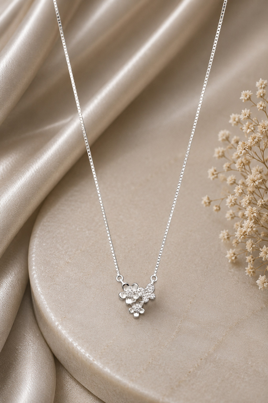 Floral Crystal Pendant & Earrings Set