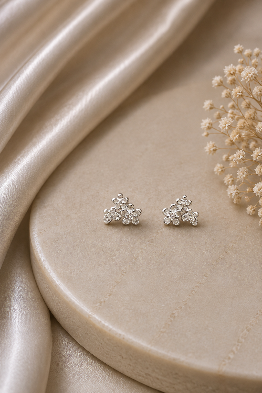 Floral Crystal Pendant & Earrings Set