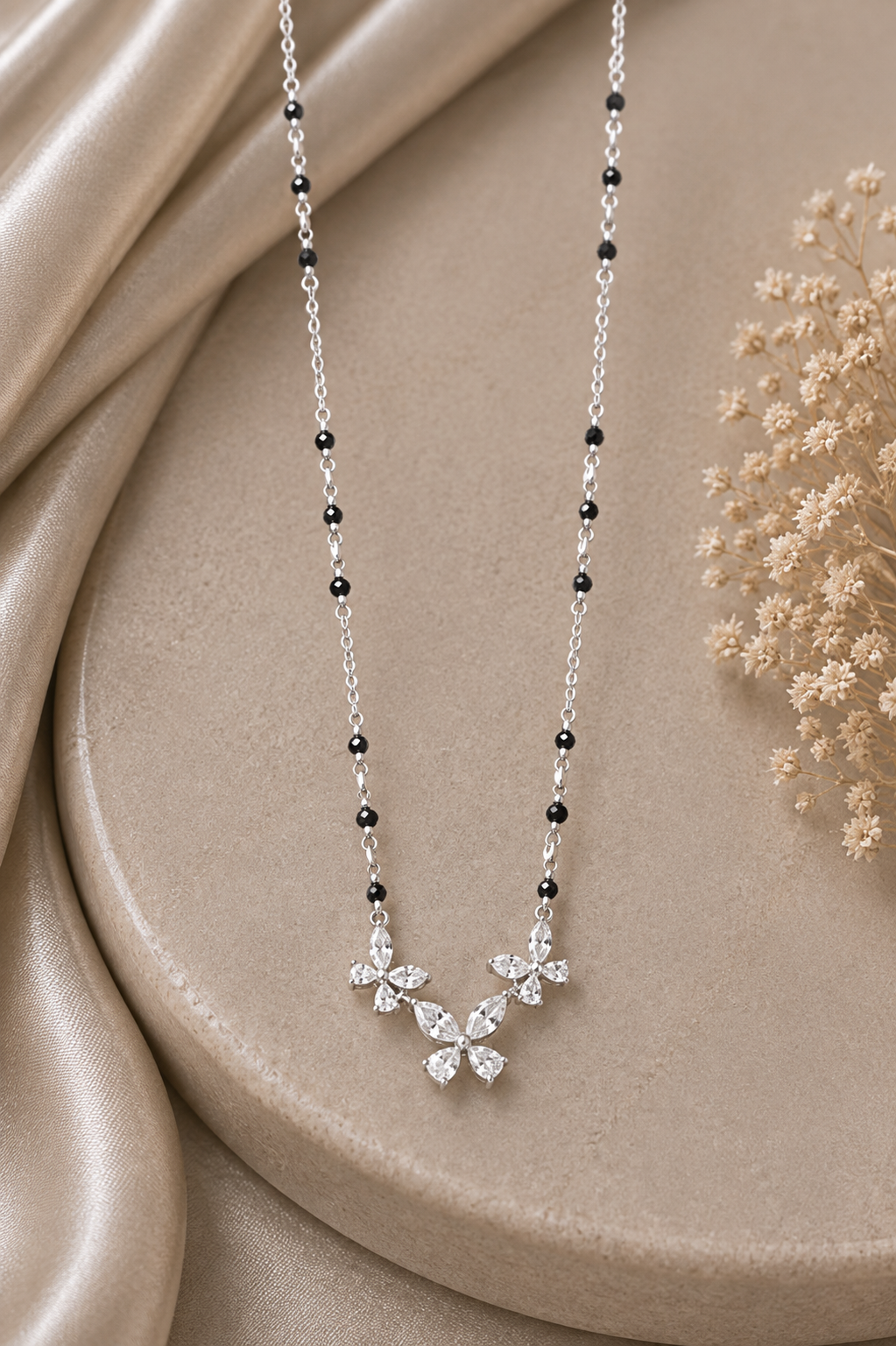 Elegant Black Bead Floral Mangalsutras
