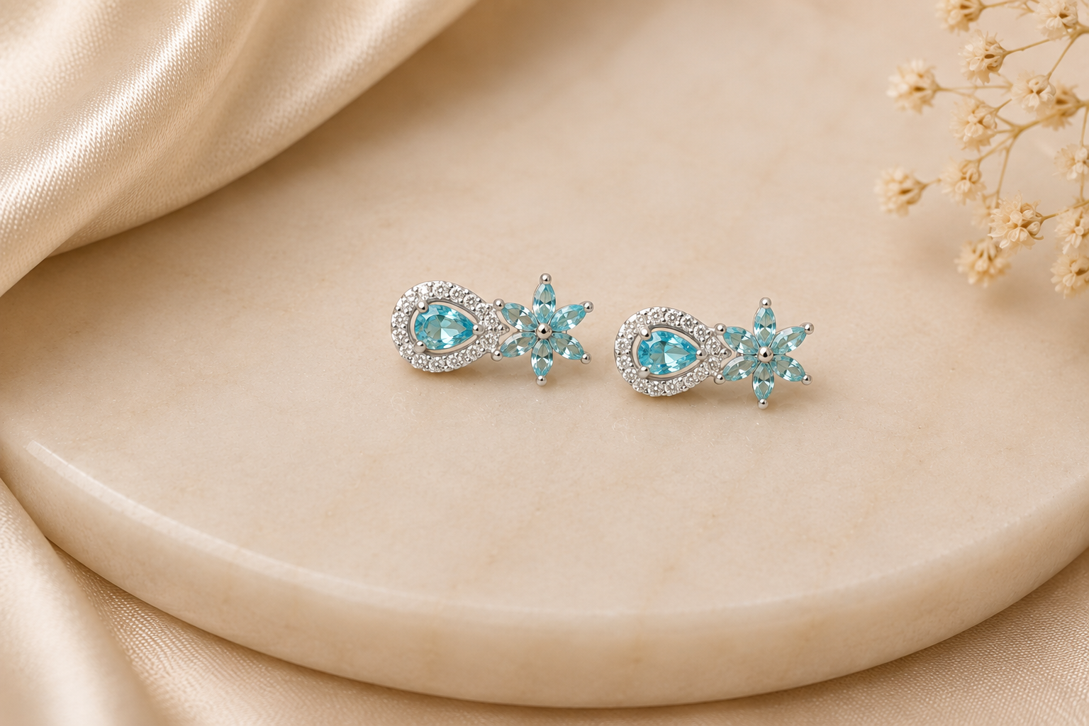 Aqua Blue Floral Mangalsutra