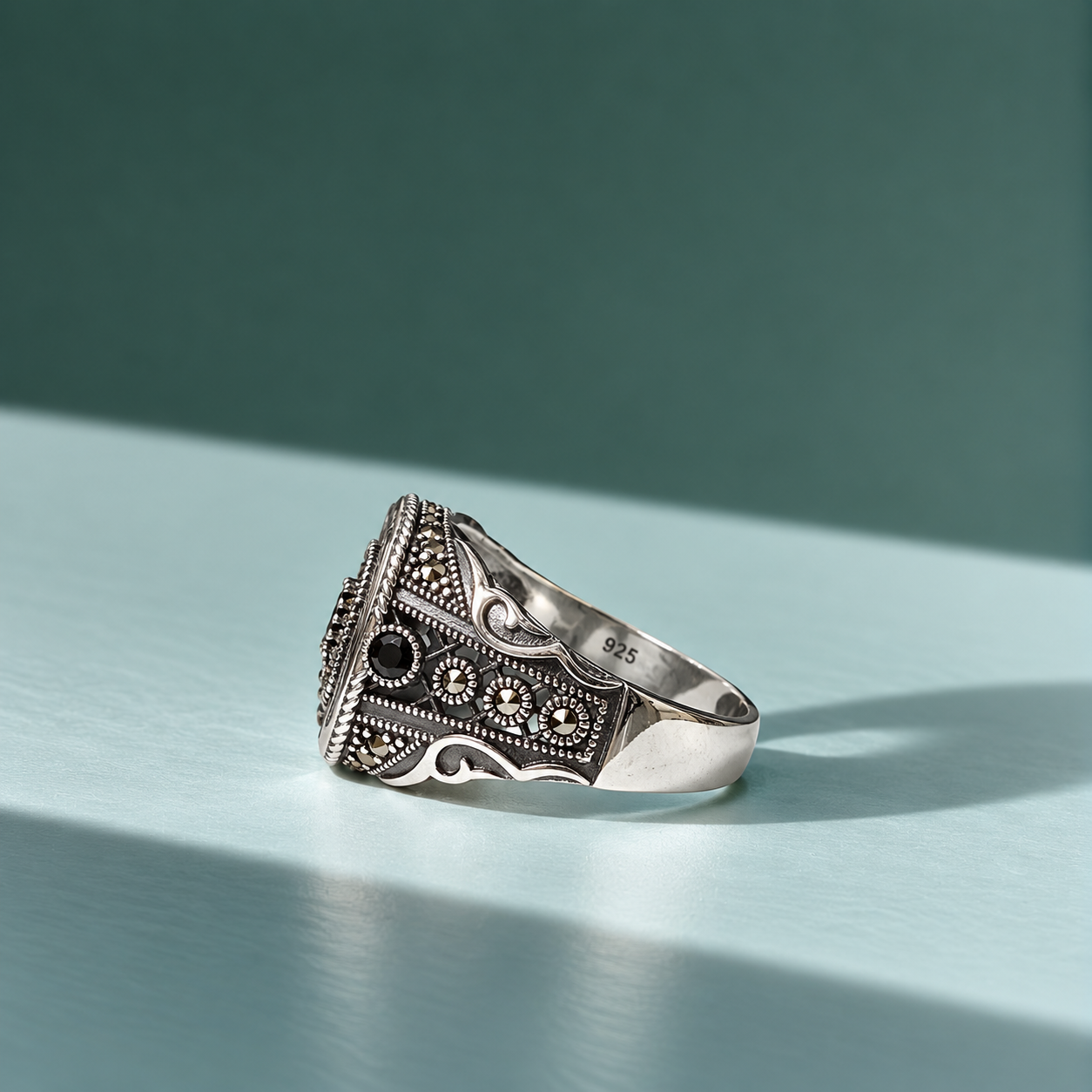 🖤 Vintage Black Onyx 925 Silver Ring