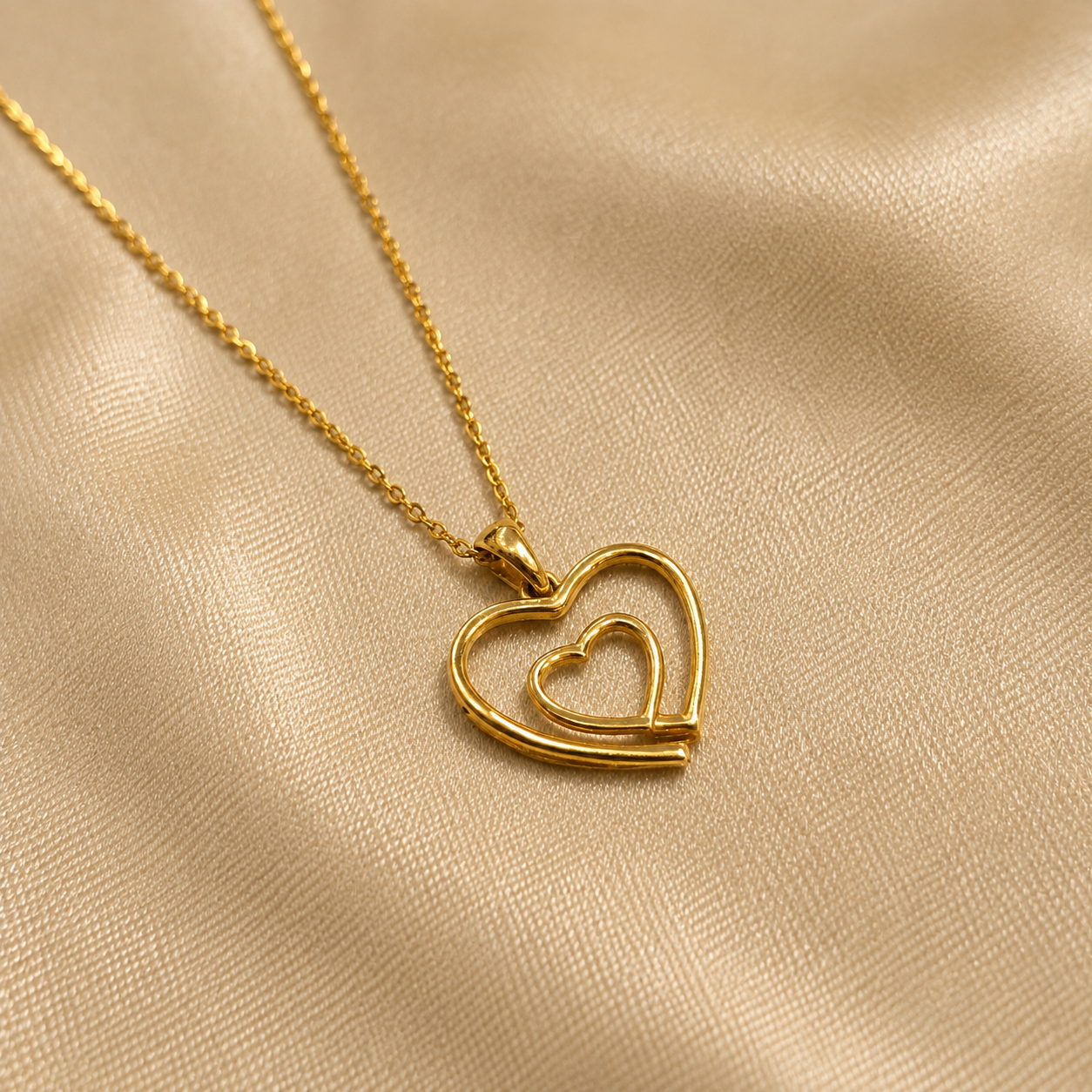 💛 Golden Double Heart chain ✨