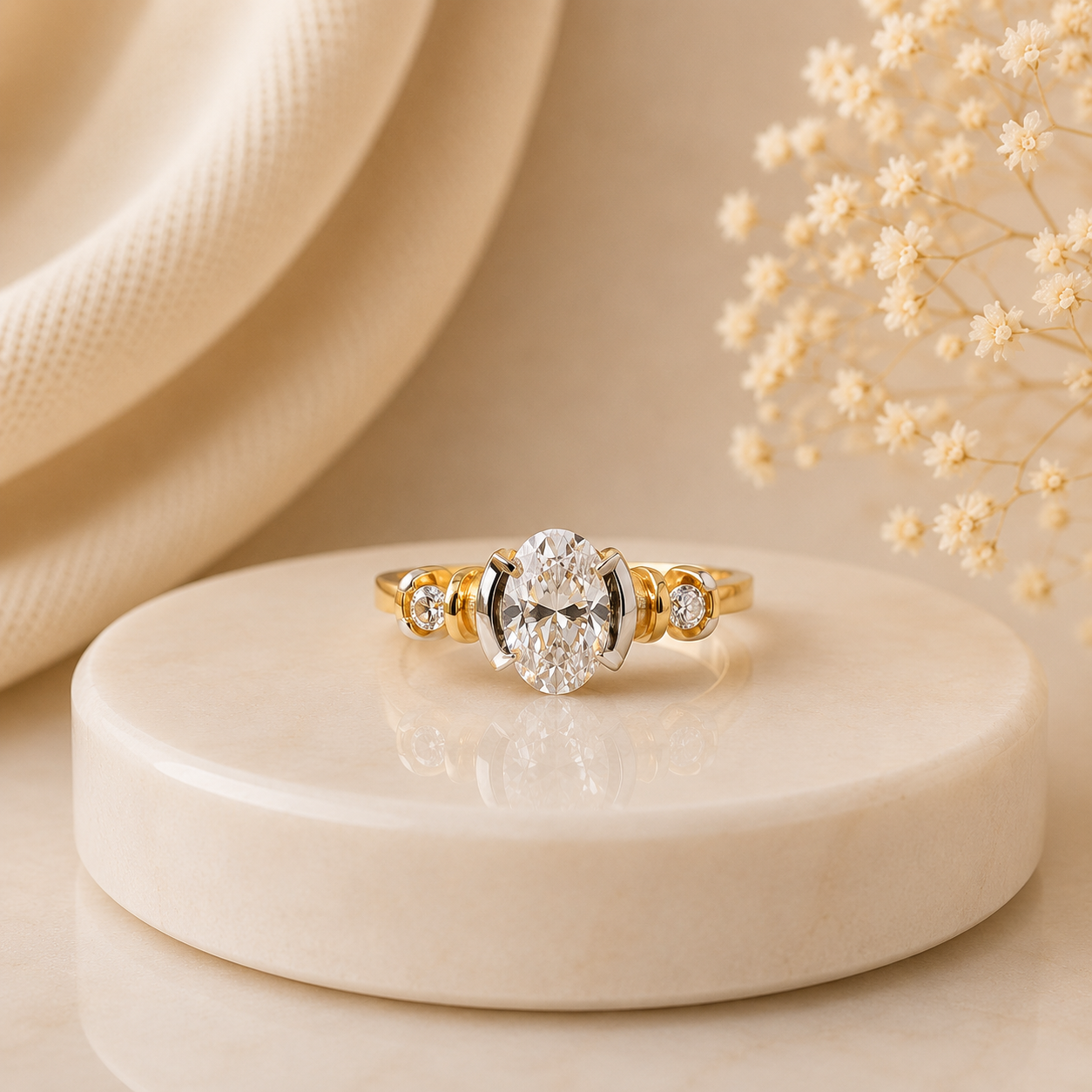 Golden Oval Solitaire Ring 💍✨